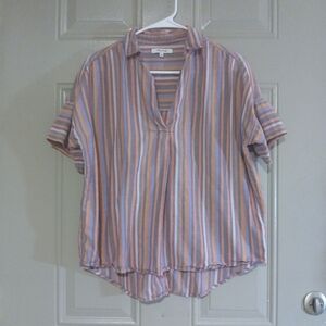 Medewell Striped Short Sleeve Woman Shirt Size S